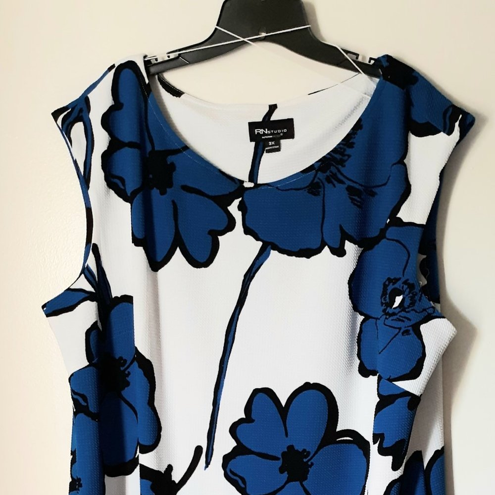Blue and White Sheath Dress